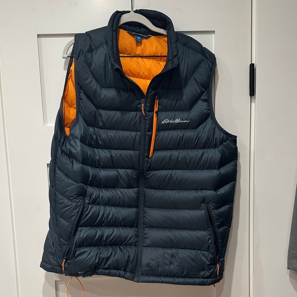 Eddie Bauer Black and Orange Quilted Vest